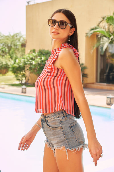 Orange Strip Top