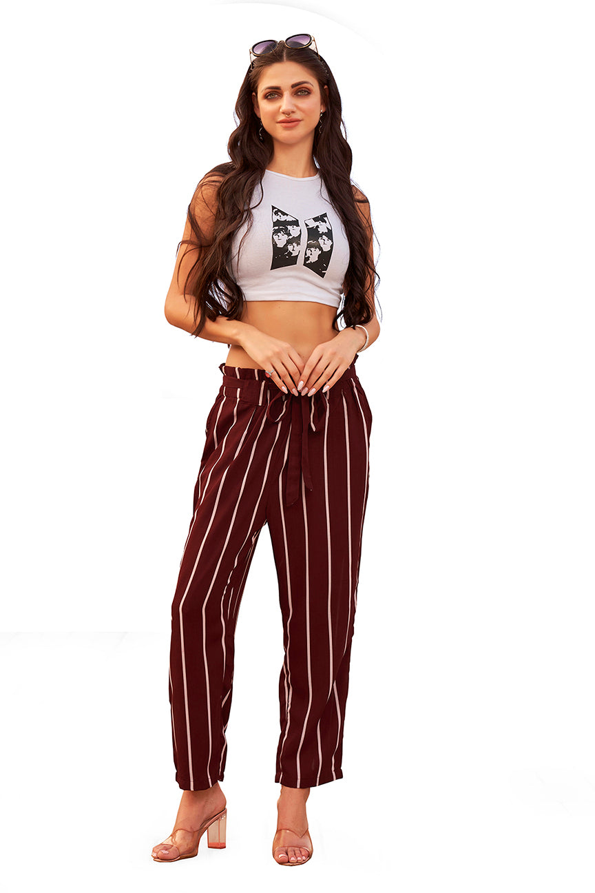 Maroon Strip Plazzo