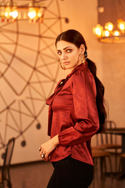 Red Party Wear Satin Top