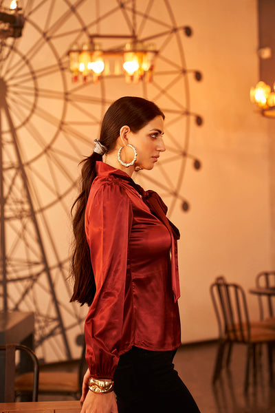 Red Party Wear Satin Top