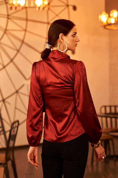 Red Party Wear Satin Top